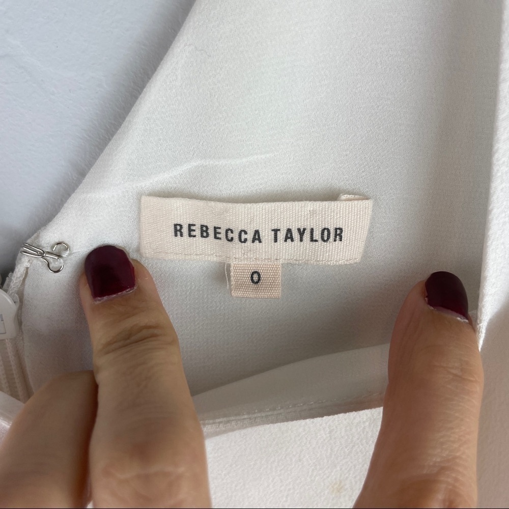 Rebecca Taylor Sleeveless Square Neck Peplum Blouse White 215103T214 Size 0 - Picture 5 of 8